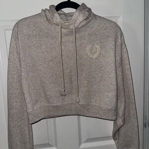 Victoria's Secret Gray Cropped Long Sleeve Hoodie